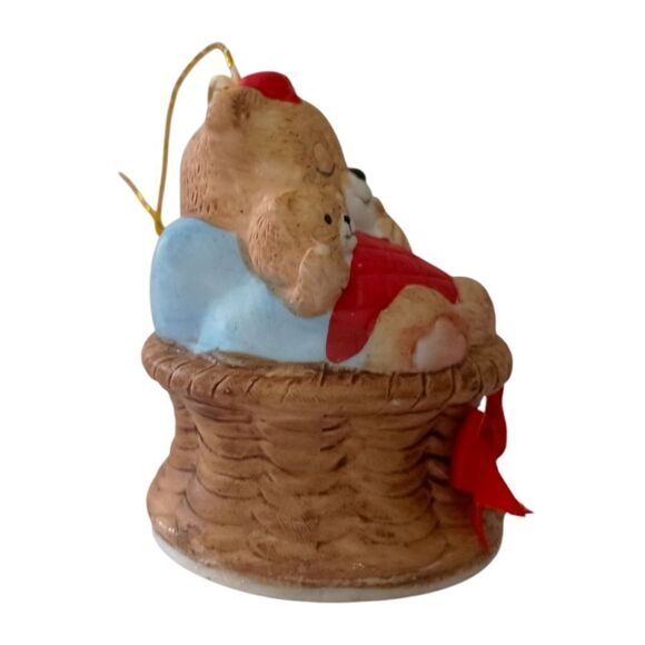 Jasco Sleeping Bear Bell Ornament Vtg Porcelain Merri Bells Miniature Christmas. - Picture 5 of 13